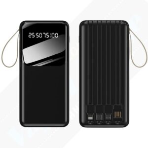 Wyeflux - 10000MaH Power Bank With Built In Cables - Black